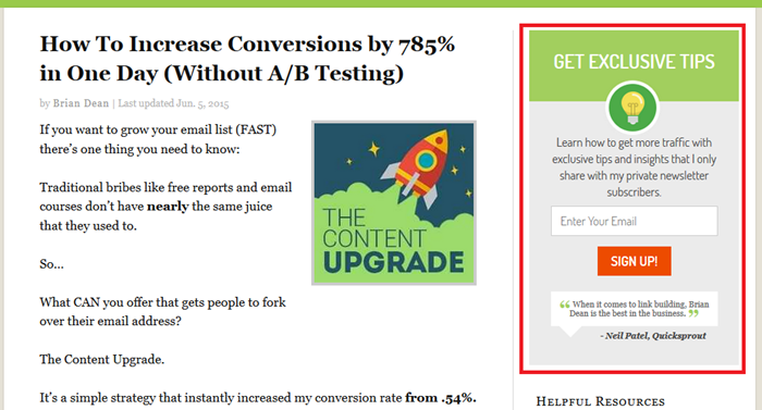 Conversion Rate Case-Study from Backlinko