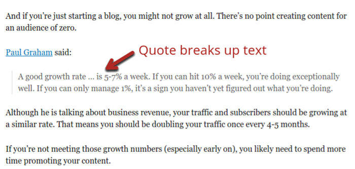 Quotes can be used to break up text
