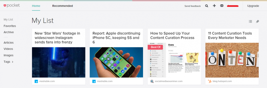 Pocket content curation tool
