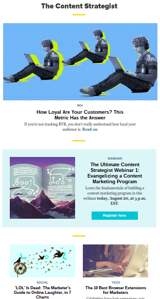 A recent newsletter from Contently gives subscribers a quick recap of the best content from the past week. 