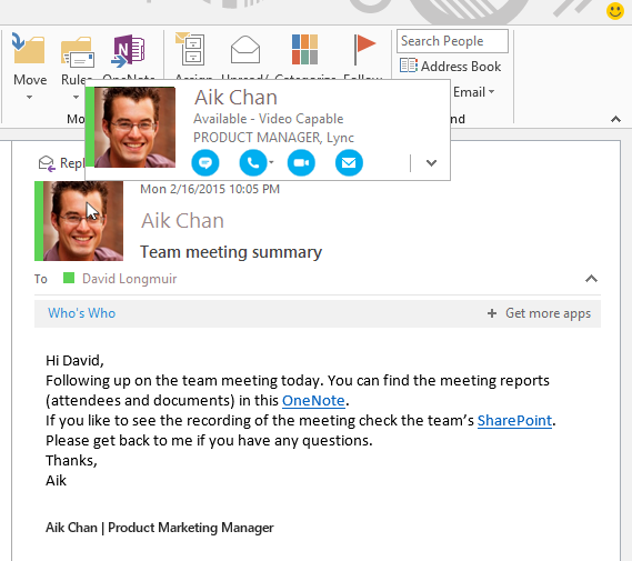 Skype for Business is part of Office 365, meaning it integrates with Microsoft