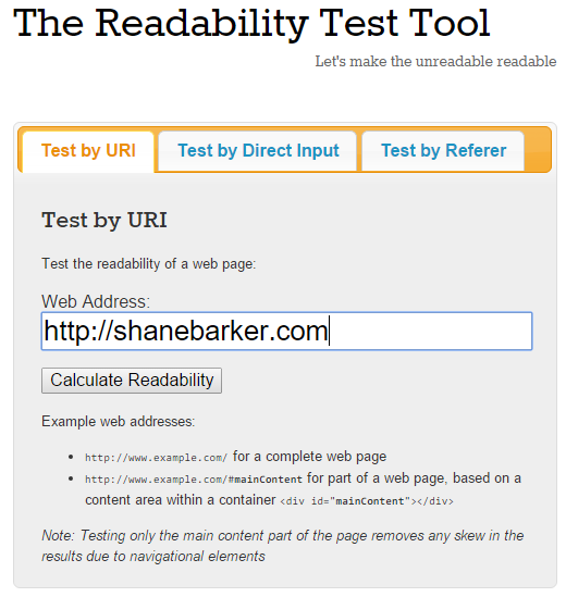 The Readability Test Tool