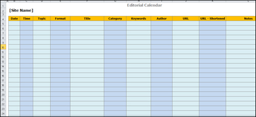 Editorial Content Template Created Using A Spreadsheet