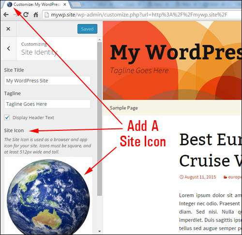 WordPress version 4.3 - Site Icons