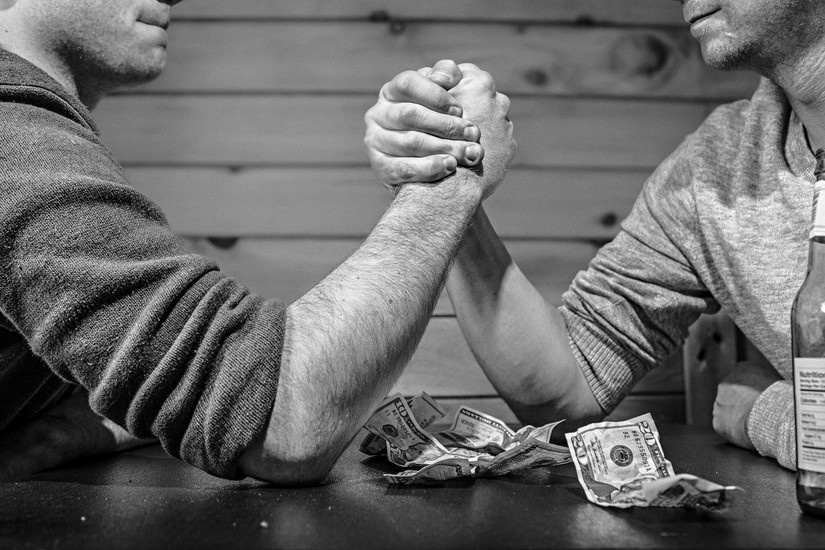 black-and-white, people, bar, men