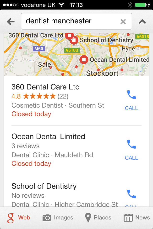 google local mobile view