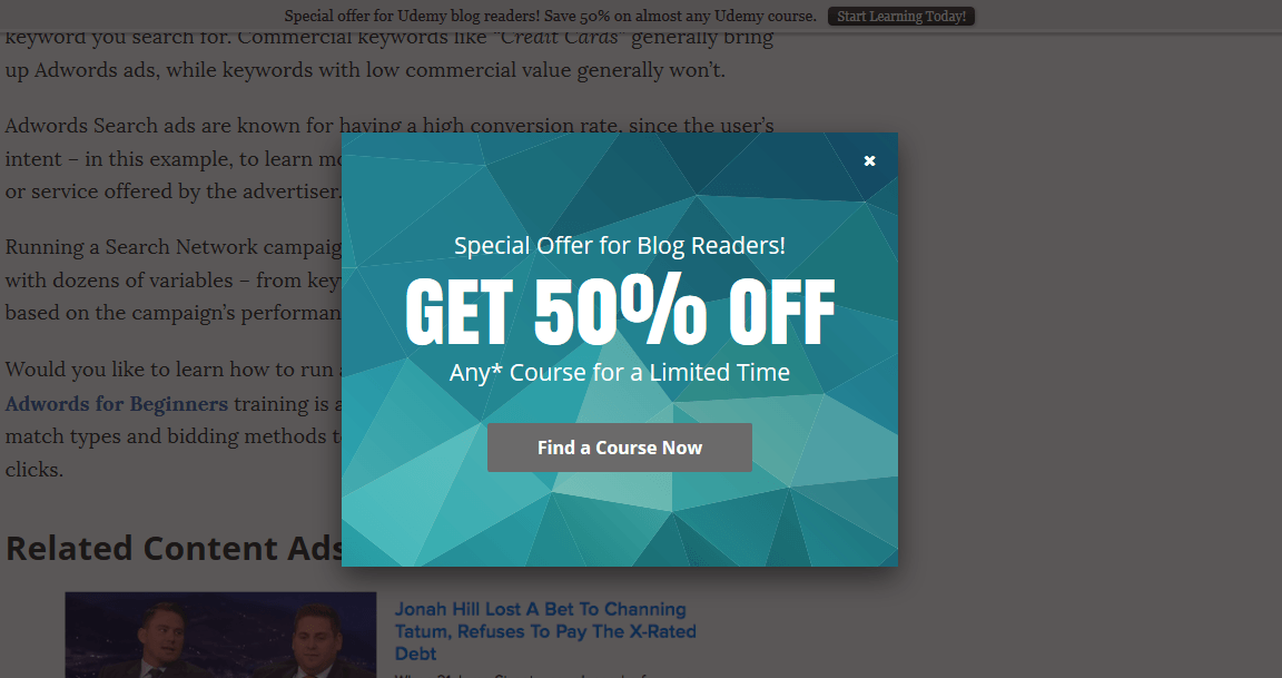 An overlay ad