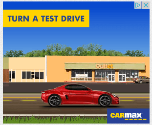One image from an animated CarMax ad