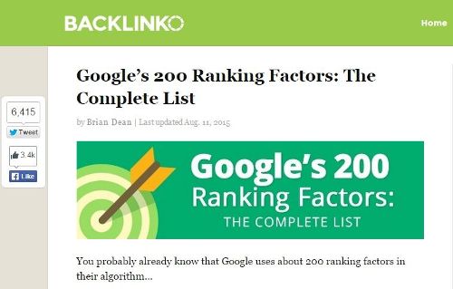 Brian Dean 200 Google ranking factors