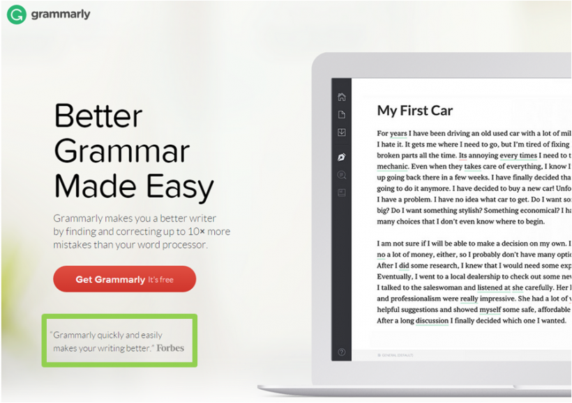 Example of Grammarly