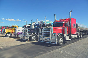 A row of trucks.