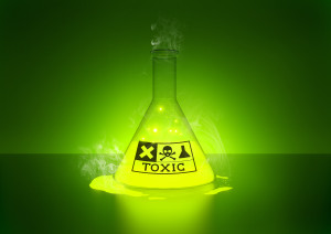 Toxic Chemical - a glowing chemical in a bottle.