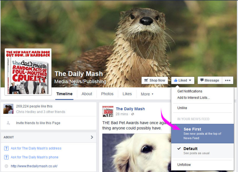 Controlling Facebook news feed 3