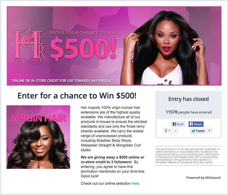facebook giveaway example
