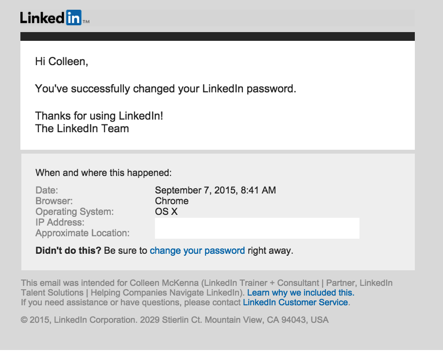 Update your LinkedIn password