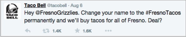 Taco bell on twitter example 2 - launch your app on social media