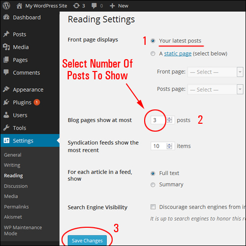 Specifying How Many Published Blog Items Show Up On Your WordPress Blog Page: Step-By-Step Tutorial