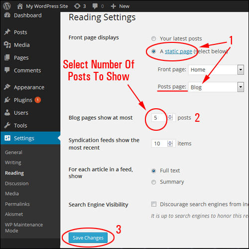 Specifying How Many Published Blog Post Entries Show On Your WP Blog Page: Step-By-Step Tutorial