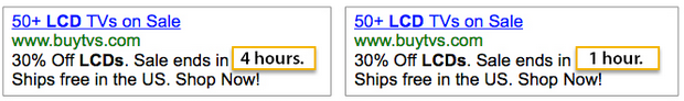 Ad fatigue example of ad customizers