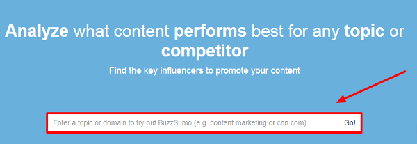 The Buzzsumo search bar
