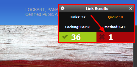 Results from Check My Links analysis