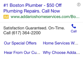 mobile ppc ad plumber