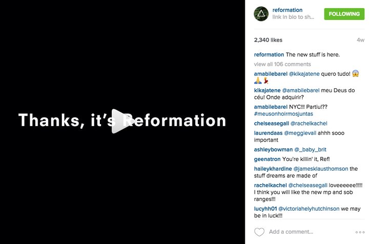 flipagram instagram reformation