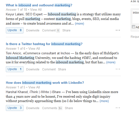 search inbound marketing on quora