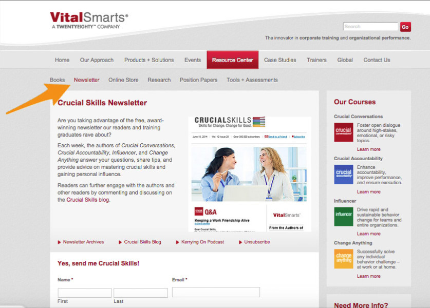 1 VitalSmarts Newsletter Screenshot