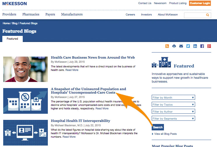 5 McKesson Corporation Featured Blog Interface Screenshot
