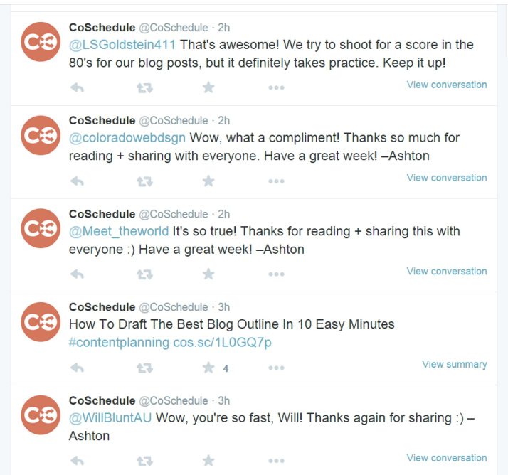 CoSchedule is another company that uses social media to interact with its audience.
