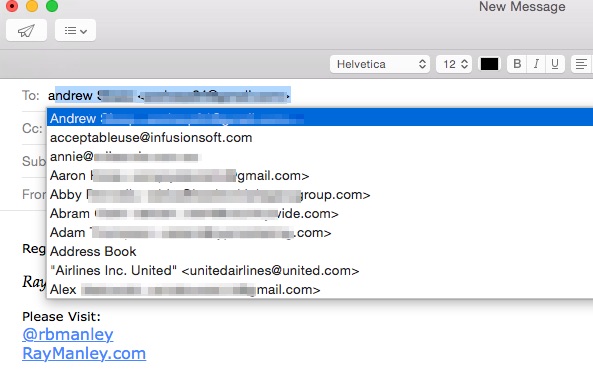 Email start address