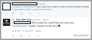 Olay skin care Twitter management tips example