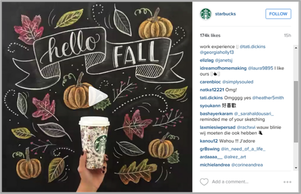 Starbucks example of how to make money on instagram