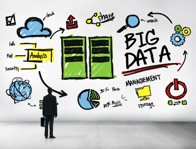 Businessman Big Data Management Looking Up Concept