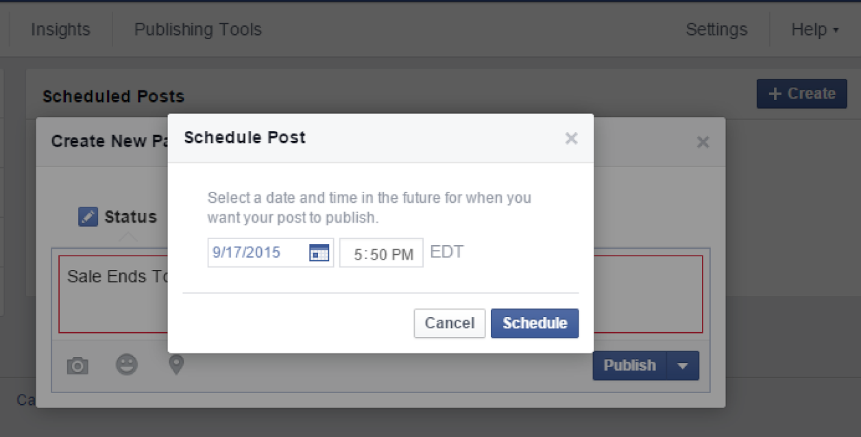 Facebook features schedule posts
