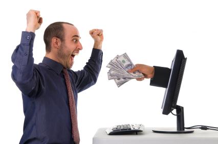internet banking with a business man happy