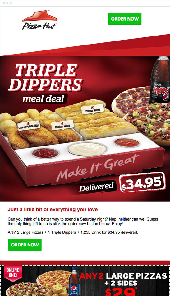 pizza hut email campaign example