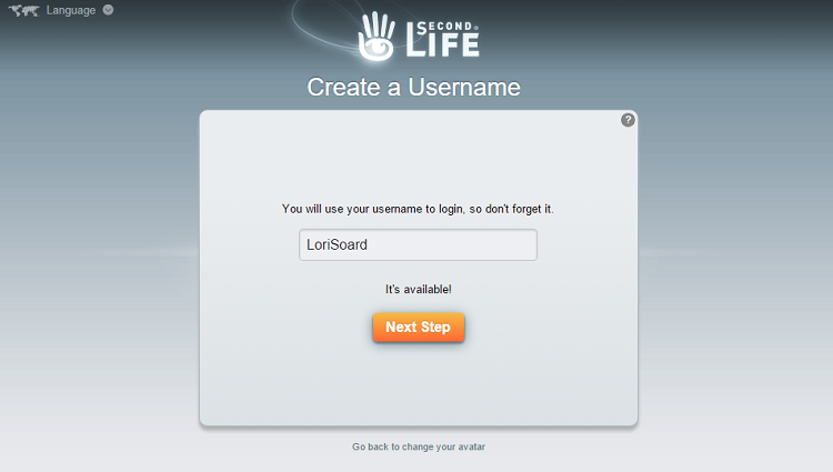 second life create a name