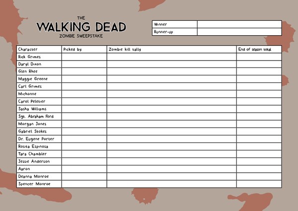 walking dead sweeostakes