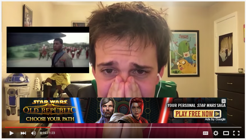 Star Wars Trailer on You Tube with the Banner for Star Wars Old Republic