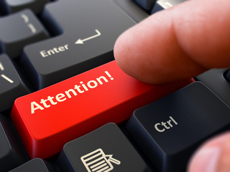 Attention - Clicking Red Keyboard Button.