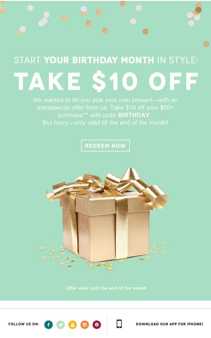 birthday email example from Birchbox