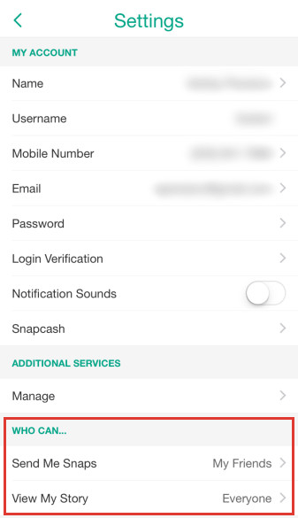 Snapchat Settings
