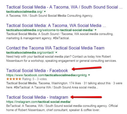 Tactical Social Media social sites in SERPs; The SEO value of social profiles