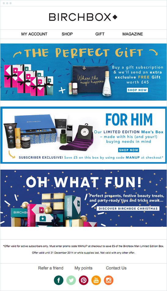 Birchbox email marketing example