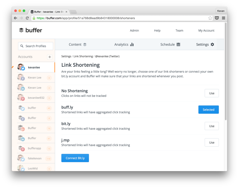 buffer link shorteners
