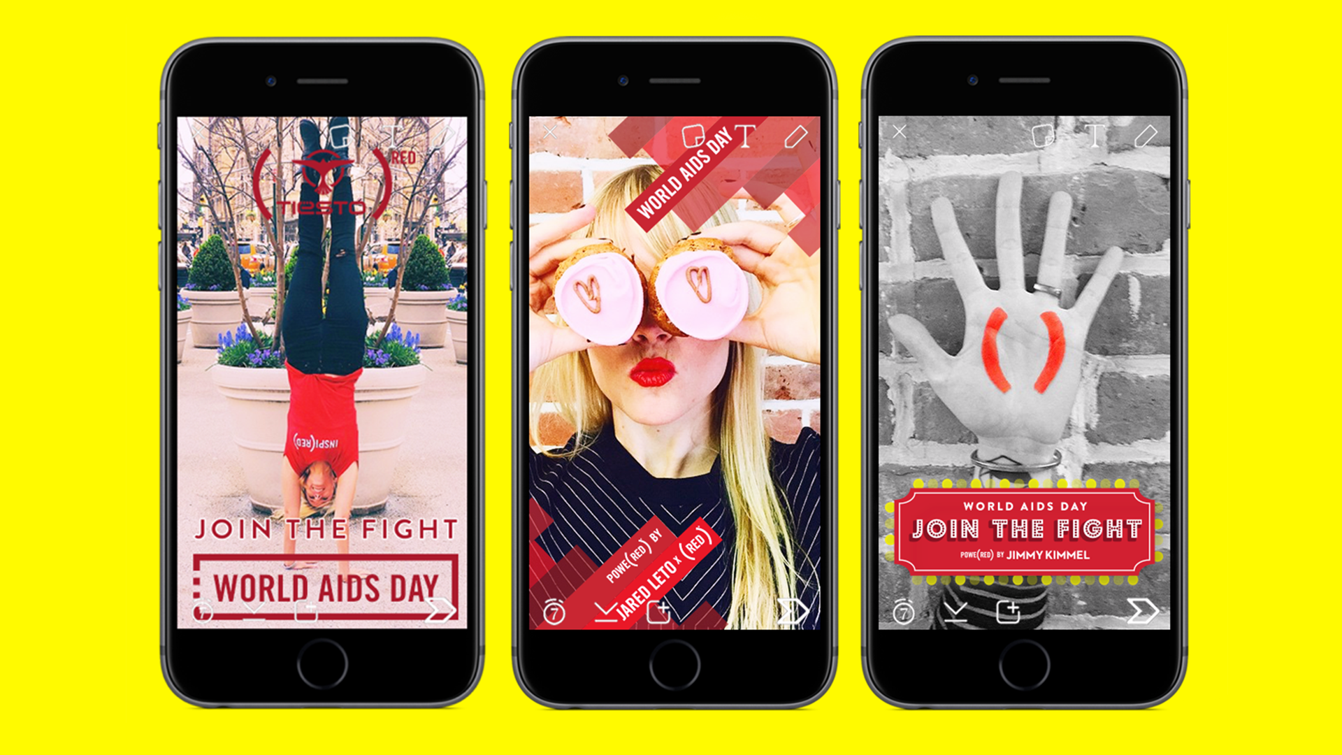 (RED) donation snapchat campaign