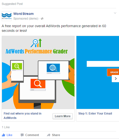 How to create Facebook ads Facebook carousel example