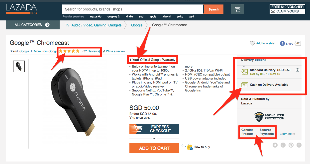 Highlight important for product page conversions